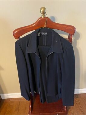 Rafaella Navy Zip-Front Blazer Jacket